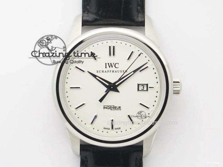 MIROTIME 0203 Supportive Portofino Automatic SS AF 1:1 Best Edition White Dial on Black Croco Leather Strap A 7184